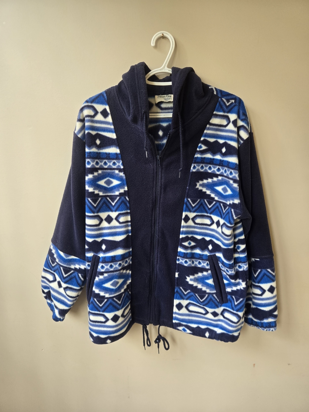 Vintage Cottage Cove Geometric Fleece Jacket – Early 2000s – Size S/P